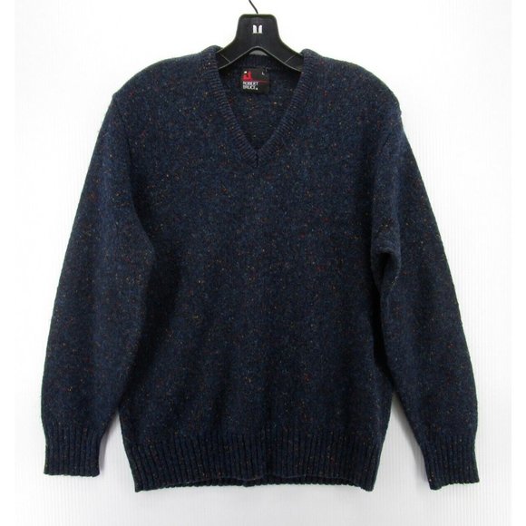 VINTAGE Robert Bruce Sweater Large Pullover V-Neck Casual Knit 90s - Picture 1 of 9